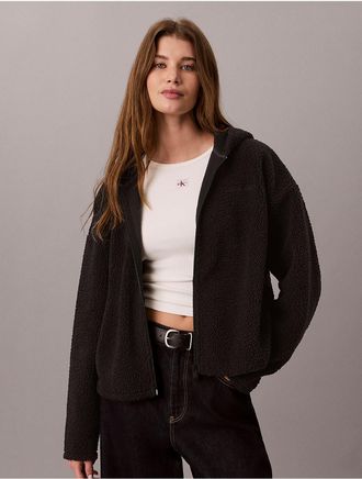 Calvin Klein Calvin Klein Womens Sherpa Zip Hoodie - Black - XL
