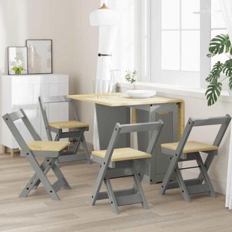 vidaXL Vidaxl - Sillas De Comedor Plegables 4 Uds Corona Madera Pino Gris