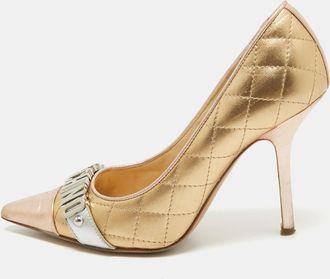 Moschino Tricolor Quilted Leather Logo Pumps