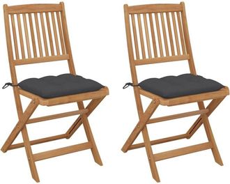 vidaXL Vidaxl - Sillas de jardín plegables 2 uds y cojines madera maciza acacia