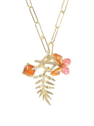 Kendra Scott Womens Bianca Butterfly Charm Necklace In Gold Orange Mix