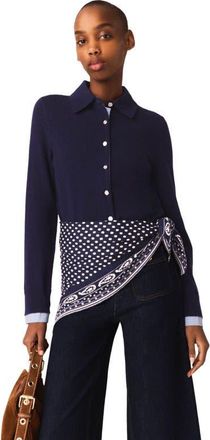 Maje Polo cardigan with removable trims in Navy at Nordstrom, Size X-Small