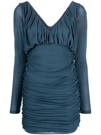 Saint Laurent Womens Draped Mini Dress