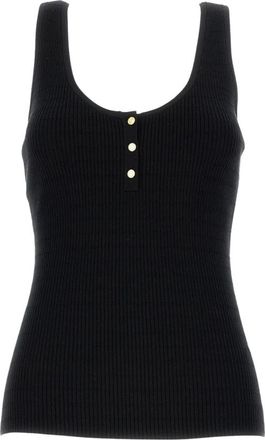 Elisabetta Franchi Micro-braided Knit Top - Dames - Tops zonder mouwen - Zwart - M - Tops