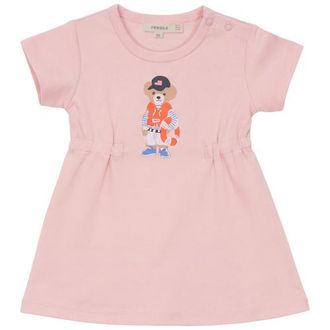 Fragile Bear Print Cotton A-Line Dress in Pink at Nordstrom, Size 12M
