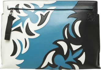 Loewe Black Blue White Leather Clutch Bag Pouch (Pre-Owned)