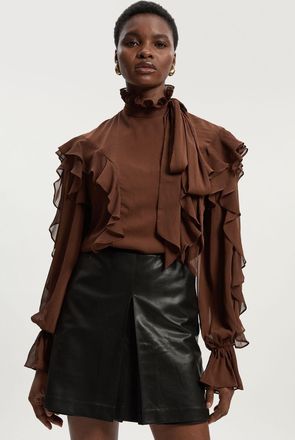 Karen Millen Womens Faux Leather Skort - Black - Size 10 UK