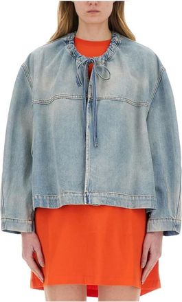 Msgm Oversized Cropped Denim Jacket - female - MSGM - Denim Jackets - Blue - S - Jackets