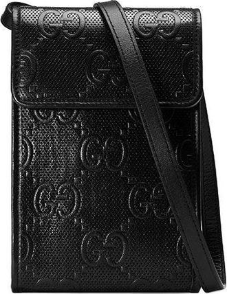 Gucci (WMNS) Gucci Logo Embossing Leather Shoulder Messenger Bag Mini Unisex / Black 625571-1W3AN-1000