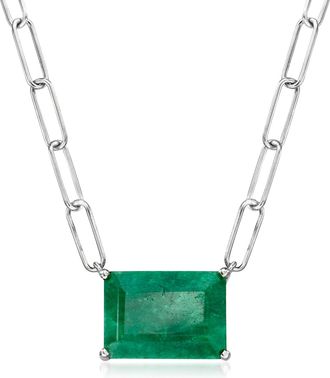Ross-Simons Emerald Paper Clip Link Necklace in Sterling Silver