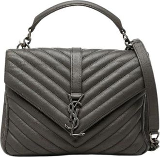 Saint Laurent Pre-owned College Medium 2way Leather Bag - Dames - Vintage Schoudertas - Grijs - ONE Size - Leer - Vintage