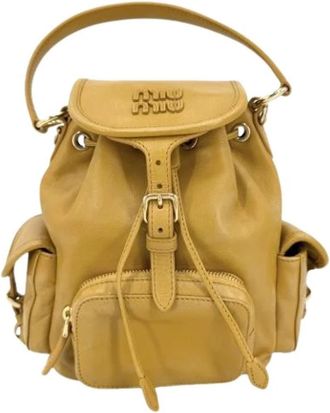Miu Miu Pre-owned Leren Rugzak - Dames - Vintage Rugzakken - Geel - ONE Size - Leer - Vintage