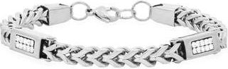 HMY Jewelry Stainless Steel Simulated Diamond Wheat Chain Bracelet in Metallic at Nordstrom Rack