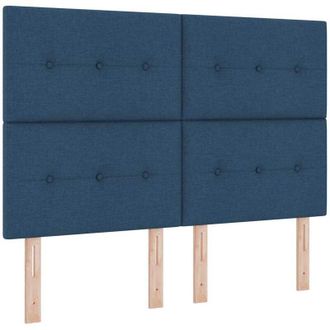 vidaXL Cama Tipo Box Spring Con Tiras Led Azul 160 X 200 Cm Tela Vidaxl