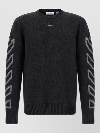 Off-white wool fuzzy intarsia jumper
