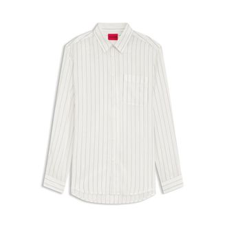 HUGO BOSS Oversized-fit shirt in striped canvas