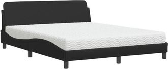 vidaXL Vidaxl - Cama Con Colch&oacute;n Cuero Sint&eacute;tico Negro 160x200 Cm