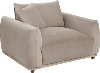 Beliani Sill&oacute;n De Sala De Estar Con Respaldo Tapizado En Terciopelo Y Patas De Madera Gris Pardo Jubek
