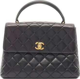 Chanel 1996-1997 matelass&eacute; CC-logo tote bag - Black