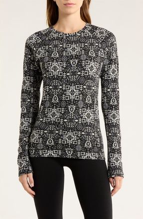 Smartwool Merino 250 Base Layer Crew Top in Black Deco Floral at Nordstrom, Size X-Large