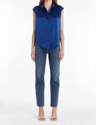 Amanda Uprichard Calvin Silk Top In Emerson