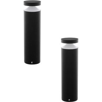 Loops 2 PACK IP44 Outdoor Pedestal Light Black Cast Aluminium 11W LED Post