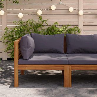 vidaXL Sof&aacute; Esquina Seccional Cojines Gris Oscuro Madera Maciza Acacia Vidaxl