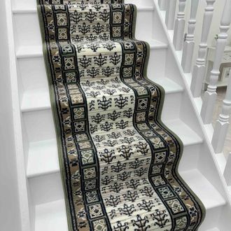 Runrug Stair Runner Carpet for Staircases - Soft & Comfy, 9mm - Mayan in Green | Size: 60 cm x 540 cm