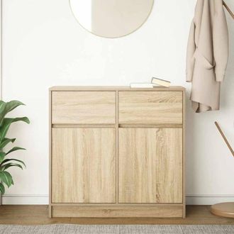Berkfield Home Sideboard with Drawer Sonoma Oak 80x34x76 cm Engineered Wood in Light Tan | Size: 80 x 34 x 76 cm
