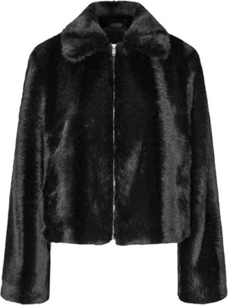 Sams&oslash;e & Sams&oslash;e Giacca in ecopelliccia con colletto classico - - Jackets - Donna - Nero - M