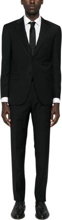 Corneliani Single Breasted Suit - Heren - Business pakken - Zwart - M - Wol - Kostuums