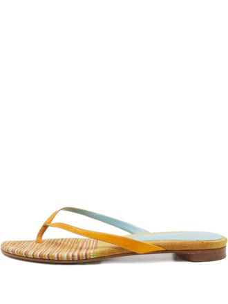 Missoni leather flat sandals - women - Fabric/Leather/Leather - 37 - Yellow