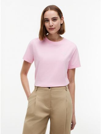 Tommy Hilfiger Womens Embroidered Script Monogram T-Shirt - Pink - XL