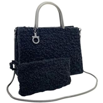 Ferragamo Pre-owned Handbags, female, Black, Size: ONE SIZE Pre-owned Wool Handbag