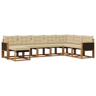 vidaXL Conjunto De Sof&aacute;s De Exterior Con Coj&iacute;n 8 Pcs Natural Y Beige Vidaxl