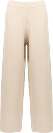 Max Mara Dula Knit Pants - Dames - Wijde Broeken - Beige - L - Polyester - Broeken