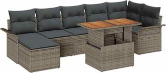 vidaXL Garden Sofa Set with Storage 8 pcs Grey Poly rattan vidaXL