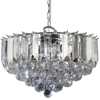 Loops 3 Light Chandelier Pendant CHROME CLEAR Shade Hanging Ceiling Feature Lamp Bulb