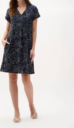 Joseph Ribkoff Novelty Abstract Print Trapeze Dress In Navy/off White