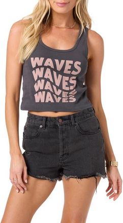 O'Neill Waaaves Crop Graphic Tank in Washed Black at Nordstrom, Size Xx-Large