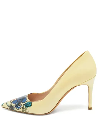 Miu Miu floral-print pumps - women - Leather/Rubber/Leather/Patent Leather - 37 - Yellow