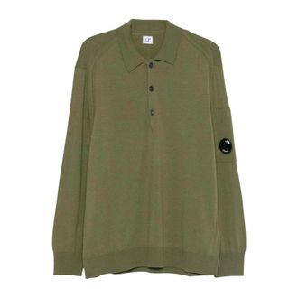 C.P. Company Lens Wappen Polo Knit - Heren - Polos - Groen - XL - Wol - Tops