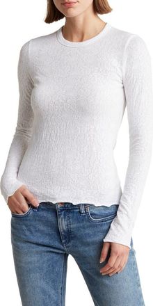 Rag & Bone Gemma Jacquard Lettuce Edge Long Sleeve T-Shirt in White at Nordstrom Rack, Size Xx-Small