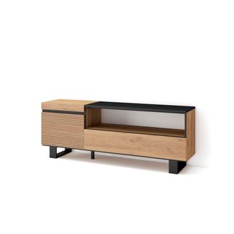 Skraut Home Skraut Home - Mueble Tv, Televisi&oacute;n, Muebles De Sal&oacute;n, Almacenaje, 150x57x35cm, Para Tv Hasta 65, Dise&ntilde;o Industrial, Estilo Moderno, Roble