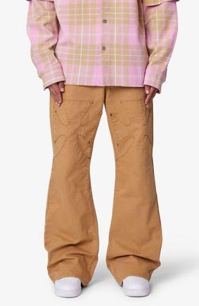 mnml Iron Cross Baggy Flared Cotton Canvas Pants in Tan at Nordstrom, Size 30