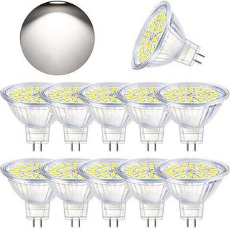 OEM Bombilla Led Gu5.3, Blanco Fr&iacute;o 6000k, Led Mr16 12v 5w, Equivalente A Hal&oacute;gena De 50w, Bombillas Led No Regulables, Paquete De 10