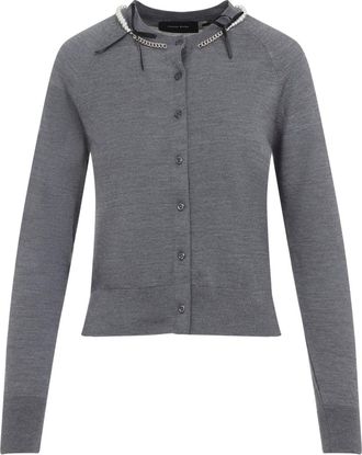 Simone Rocha Grey Classic Merino Wool And Silk Cardigan-Donna