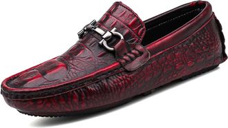 Generic Mens Driving Moccasins Dress Shoes Leather Casual Slip On Breathable Comfort Penny Loafers for Men (Wine red,6.5)