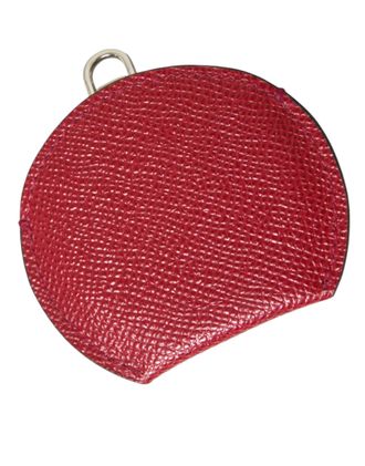 Dolce & Gabbana Red Calfskin Leather Round Logo Hand Mirror Holder Calf Accessory