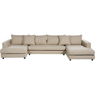 Beliani Beliani - Modern U-Shaped Corner Sofa 2 Chaises Cushioned Back Extra Throw Pillows Removable Covers beige Lilviken